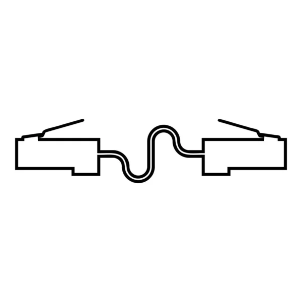 Złącze Sieciowe Patch Cord Ethernet Cable Lan Wire Icon Outline — Wektor stockowy