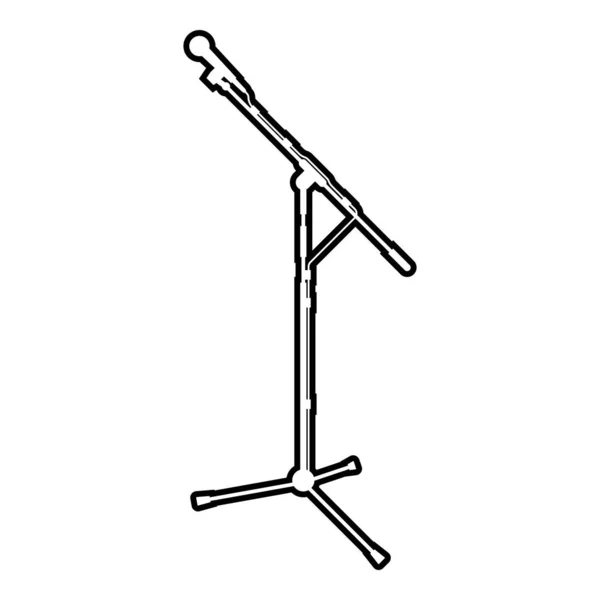Stativmikrofon Tonaufnahmegeräte Racks Für Mikrofonsymbole Umriss Schwarze Farbvektor Illustration Flachen — Stockvektor