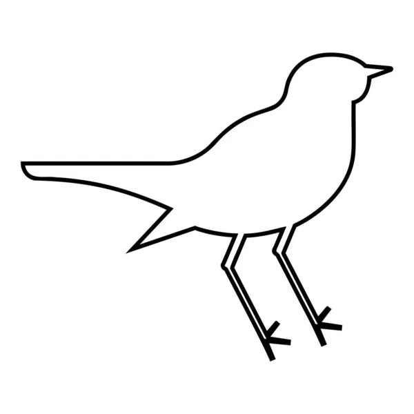 Nightingale Luscinia Ptačí Silueta Ikona Obrys Černá Barva Vektor Ilustrace — Stockový vektor
