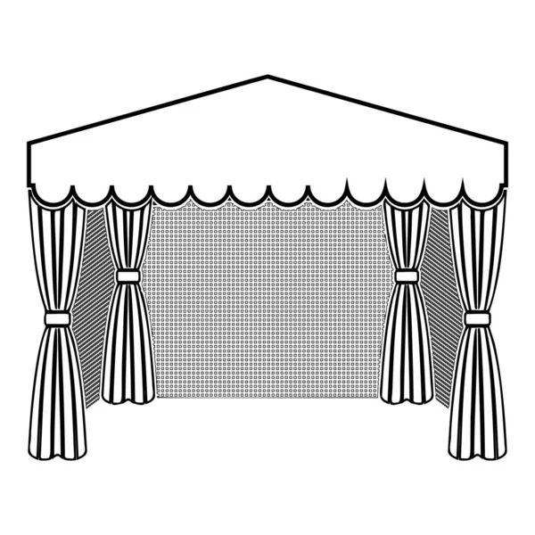 Pavilon Vásárlás Üzleti Sátor Marquee Reklám Ikon Körvonalazódik Fekete Színű — Stock Vector