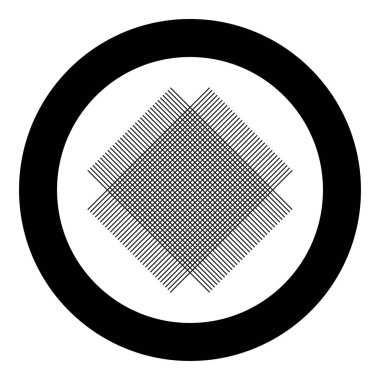 Çizgilerden Izgara kumaş simgesi yuvarlak siyah renk vektör illüstrasyonu düz resim simgesi