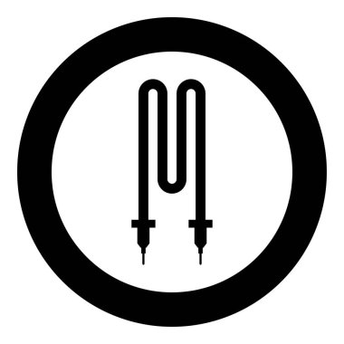 Dairesel siyah renk vektör illüstrasyonunda termal elektrik ısıtma ögesi simgesi düz resim