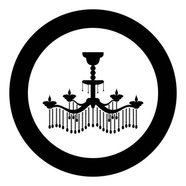 Daire şeklinde avize simgesi siyah renk çizimi düz resim