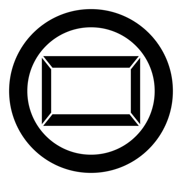 Bilderrahmen Rechteckige Form Symbol Kreis Runde Schwarze Farbe Vektor Illustration — Stockvektor