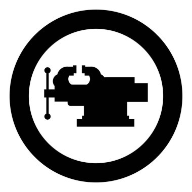 Vice Jaw mengene Onarım aracı simgesi yuvarlak siyah renk vektör illüstrasyon düz resim