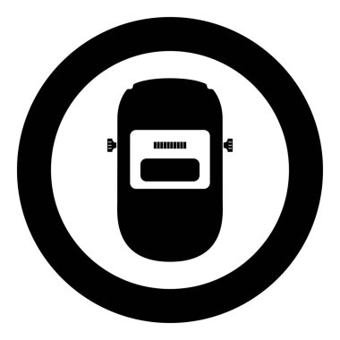 Kaynak maskesi Kaynak yüz kalkanı bireysel koruma simgesi dairesel siyah renk vektör çizimi düz resim