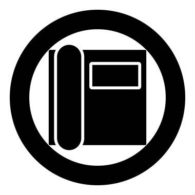 Ofis için telefon faks makinesi yuvarlak siyah renk vektör illüstrasyonunu basit resim biçiminde simge kullanarak