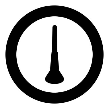 Makyaj için kozmetik fırçası Profesyonel yüz bakımı aracı Cilt konsepti simgesi yuvarlak siyah renk çizimi düz resim