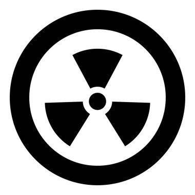 Radyoaktivite Sembolü Nükleer İşaret simgesi simgesi dairesel siyah renk vektör çizimi düz resim