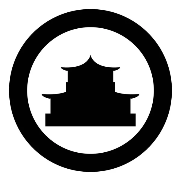 Siluetă Chineză Casă Pagoda Tradițională Asiatică Catedrala Japoneză Pictograma Fațadei — Vector de stoc