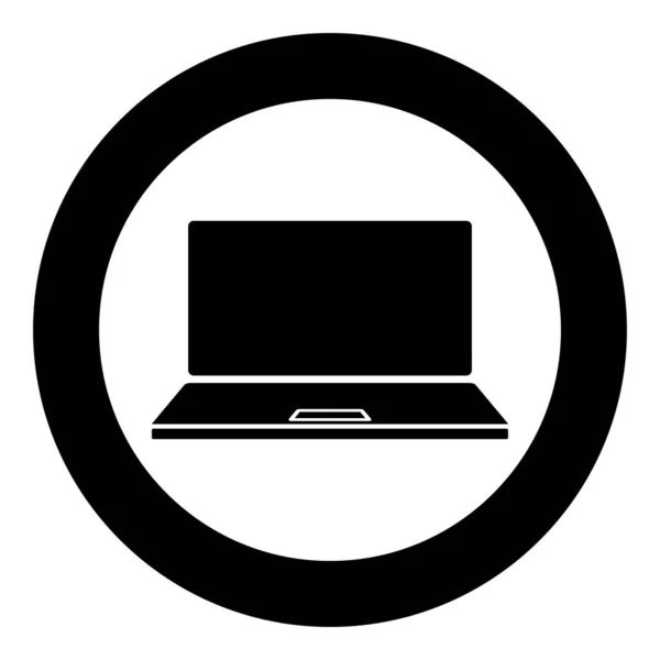 Laptop Symbol Kreis Runde Schwarze Farbvektor Illustration Flachen Stil Einfaches — Stockvektor