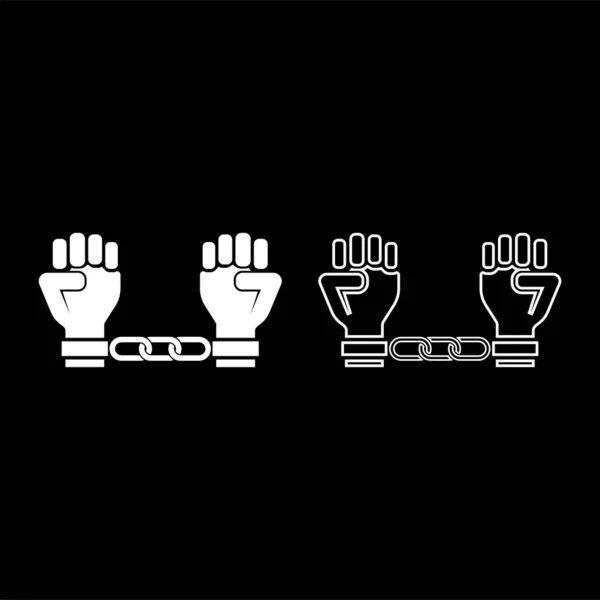 Manos Esposadas Brazos Humanos Encadenados Concepto Prisionero Manacles Man Idea — Vector de stock