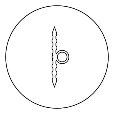 Samurayın el simgesi için Santensu silahı daire şeklinde siyah renk vektörü çizimi düz resim