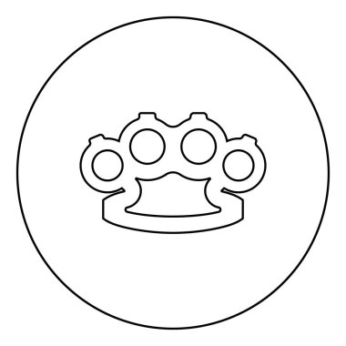 Knuckleduster Knuckles Elle simge için daire şeklindeki siyah renk vektör çizimi düz resim