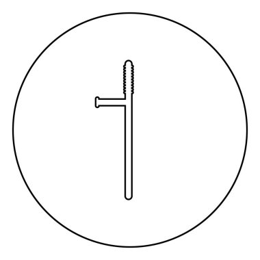 Dairesel yuvarlak çizgili Baton simgesi siyah renk çizimi düz resim biçimi