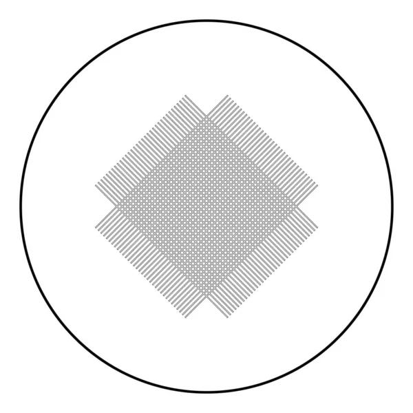 圆形轮廓线中织物图标符号网格黑色矢量平面样式简图 — 图库矢量图片