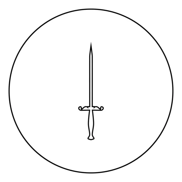 Stylet Messer Stiletto Symbol Kreis Runde Umrisse Schwarze Farbvektor Illustration — Stockvektor