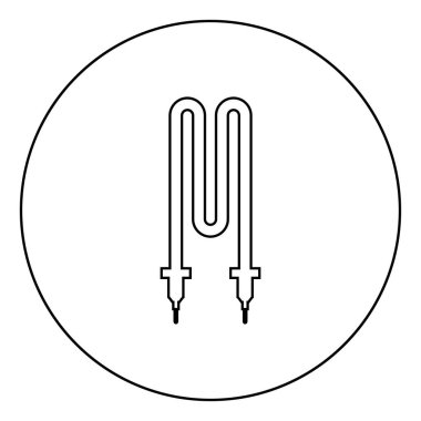 Dairesel yuvarlak çizgili termal elektrik ısıtma ögesi simgesi siyah renk vektörü illüstrasyonu düz resim