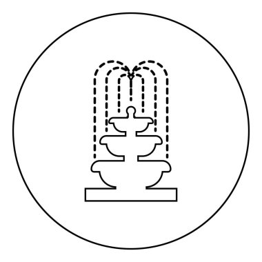 Su Kademesi simgesini yuvarlak hatlı siyah renk vektörü çizimi düz resim şeklinde çember şeklinde göster