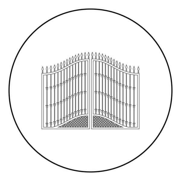 Кованые Ворота Иконка Круглого Контура Черный Цвет Вектор Иллюстрация Плоский — стоковый вектор