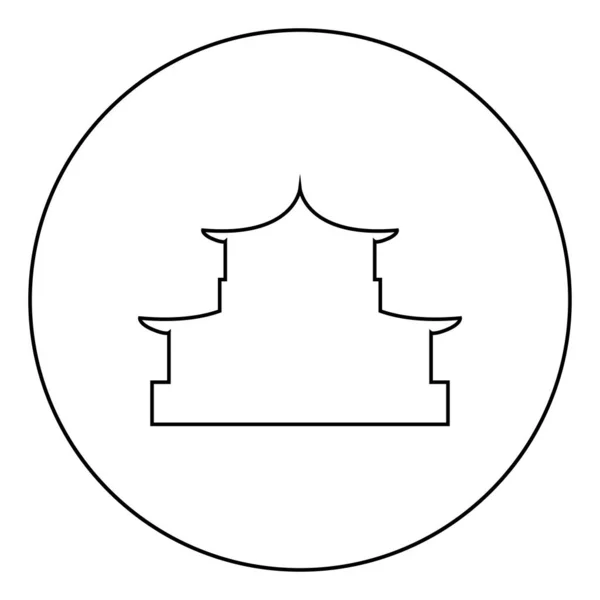 Китайский Дом Силуэт Традиционная Азиатская Пагода Японский Собор Икона Фасада — стоковый вектор