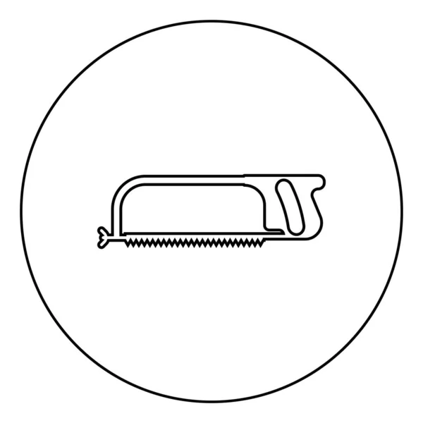 Hacksaw Metal Manual Using Hand Saw Repair Tool Icon Circle — Stock Vector