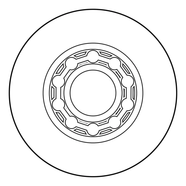 Roulement Billes Vue Latérale Icône Cercle Contour Rond Couleur Noire — Image vectorielle