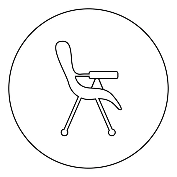圆形轮廓线填充椅子图标黑色矢量图平面样式简单图像 — 图库矢量图片