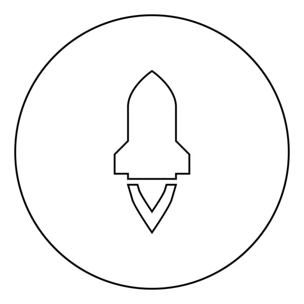 스페이스 우주선 우주선 탐사용 아이콘검은 일러스트 스타일 이미지 원형에 — 스톡 벡터
