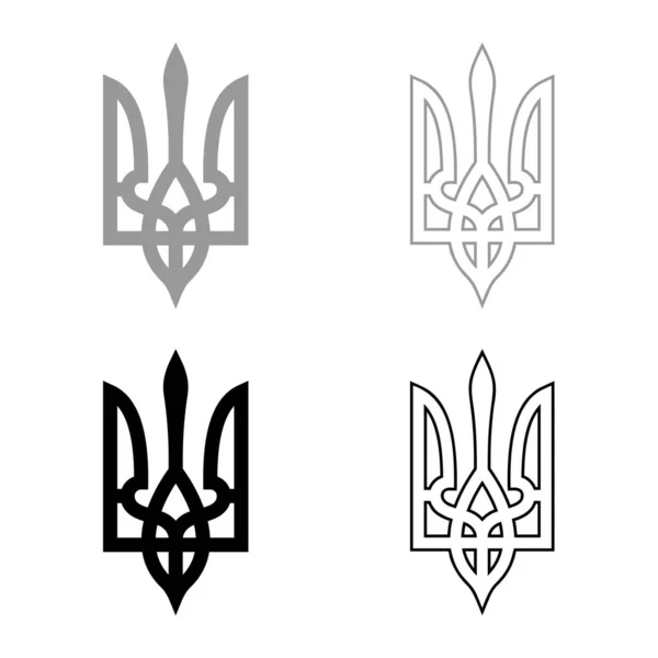 Wappen Der Ukraine Staatswappen Nationales Ukrainisches Symbol Dreizack Symbol Umriss — Stockvektor