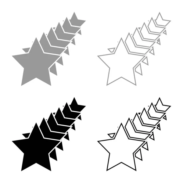 Seis Estrelas Star Concept Icon Outline Set Black Grey Color —  Vetores de Stock