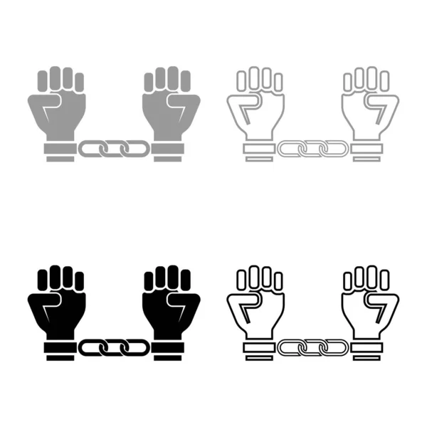 Handcuffed Hands Chained Human Arms Prisoner Concept Manacles Man Detention — Stock Vector