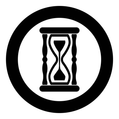 Kum Saati simgesi dairesel siyah renk vektör illüstrasyonunda düz resim