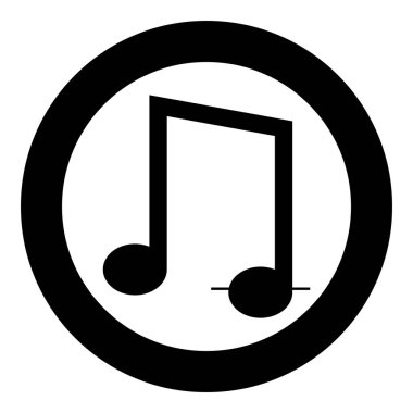 Sekizinci nota simgesi yuvarlak siyah renk çizimi düz resim biçiminde