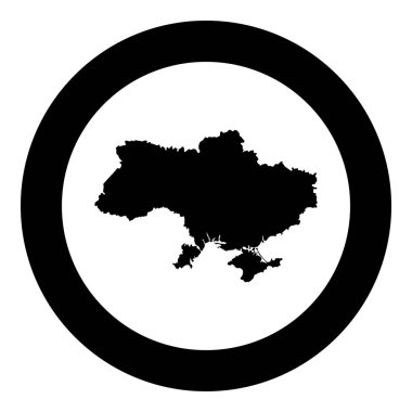 Ukrayna simgesini dairesel siyah renk çizimi düz resim şeklinde haritala