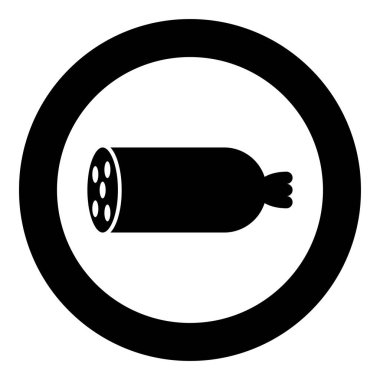 Haşlanmış sosis Kasap ürün konsepti simgesi yuvarlak siyah renk vektör illüstrasyonunda düz resim