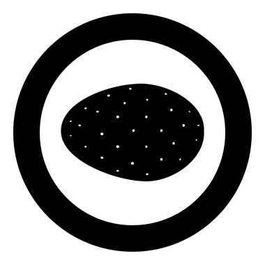 Patates sebze simgesi yuvarlak siyah renkli vektör illüstrasyonunda düz resim