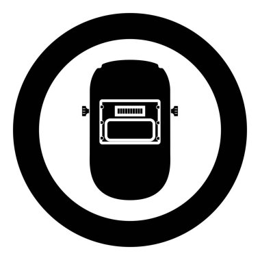 Kaynak maskesi simgesi dairesel siyah renk çizimi düz resim şeklinde