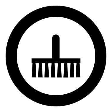 Süpürge Fırça simgesi simgesi yuvarlak siyah renk çizimi düz resim