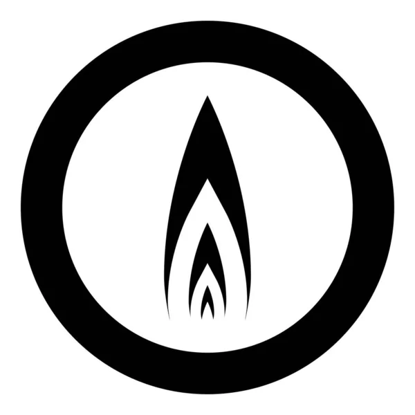 Icône Flamme Cercle Illustration Vectorielle Ronde Couleur Noire Style Plat — Image vectorielle