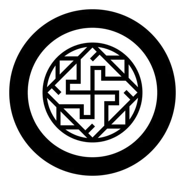Valkyrie Varangian符号Valkiriya Slavic符号图标圆形圆形黑色矢量图形平面样式简单图像 — 图库矢量图片