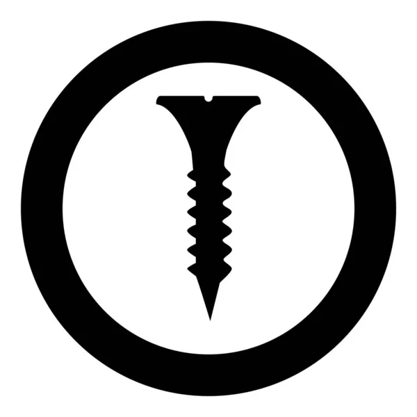 Selbstschneidende Schraube Kurze Lange Symbol Kreis Runde Schwarze Farbe Vektor — Stockvektor