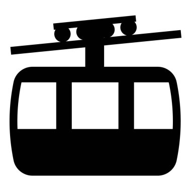 Füniküler hava yolu teleferiği teleferiği Ski lift Mountain tatil beldesi Hava taşımacılığı turizmi Ropeway seyahat kabin ikonu siyah renk vektör ilüstrasyon düz resim