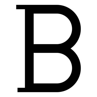 Beta Yunan sembolü büyük harf yazı tipi simgesi siyah renk vektörü illüstrasyonu düz resim