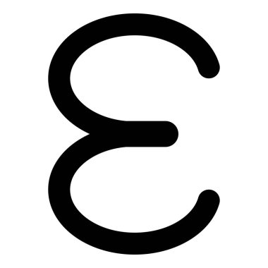 Epsilon Yunanca sembolü küçük harf yazı tipi simgesi siyah renk vektörü illüstrasyonu düz resim