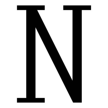 Nu Yunanca sembolü büyük harf yazı tipi simgesi siyah renk vektörü illüstrasyonu düz resim