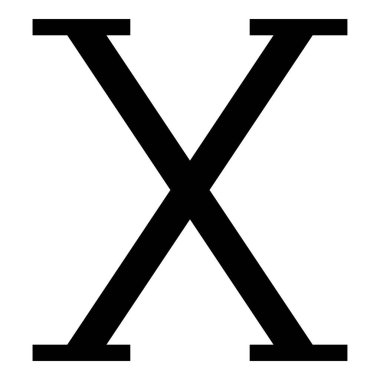 Chi Yunanca sembolü büyük harf yazı tipi simgesi siyah renk vektörü illüstrasyonu düz resim