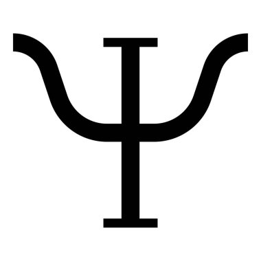 Psi Yunanca sembolü büyük harf yazı tipi simgesi siyah renk vektörü illüstrasyonu düz resim