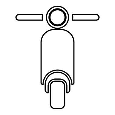 Scooter Motosiklet Teslimatı Konsepti Moped Nakliye simgesi ana hatları siyah renk vektörü illüstrasyonu düz resim