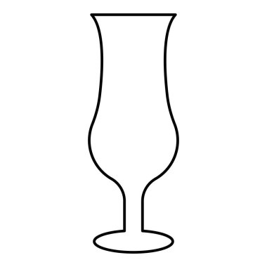 Kokteyl cam simgesi ana hatları siyah renk vektör illüstrasyonu düz resim